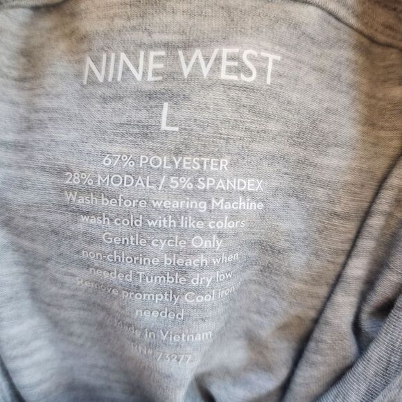 Nine West Gray Mock Neck Long Sleeve Top (L) - Picture 6 of 6